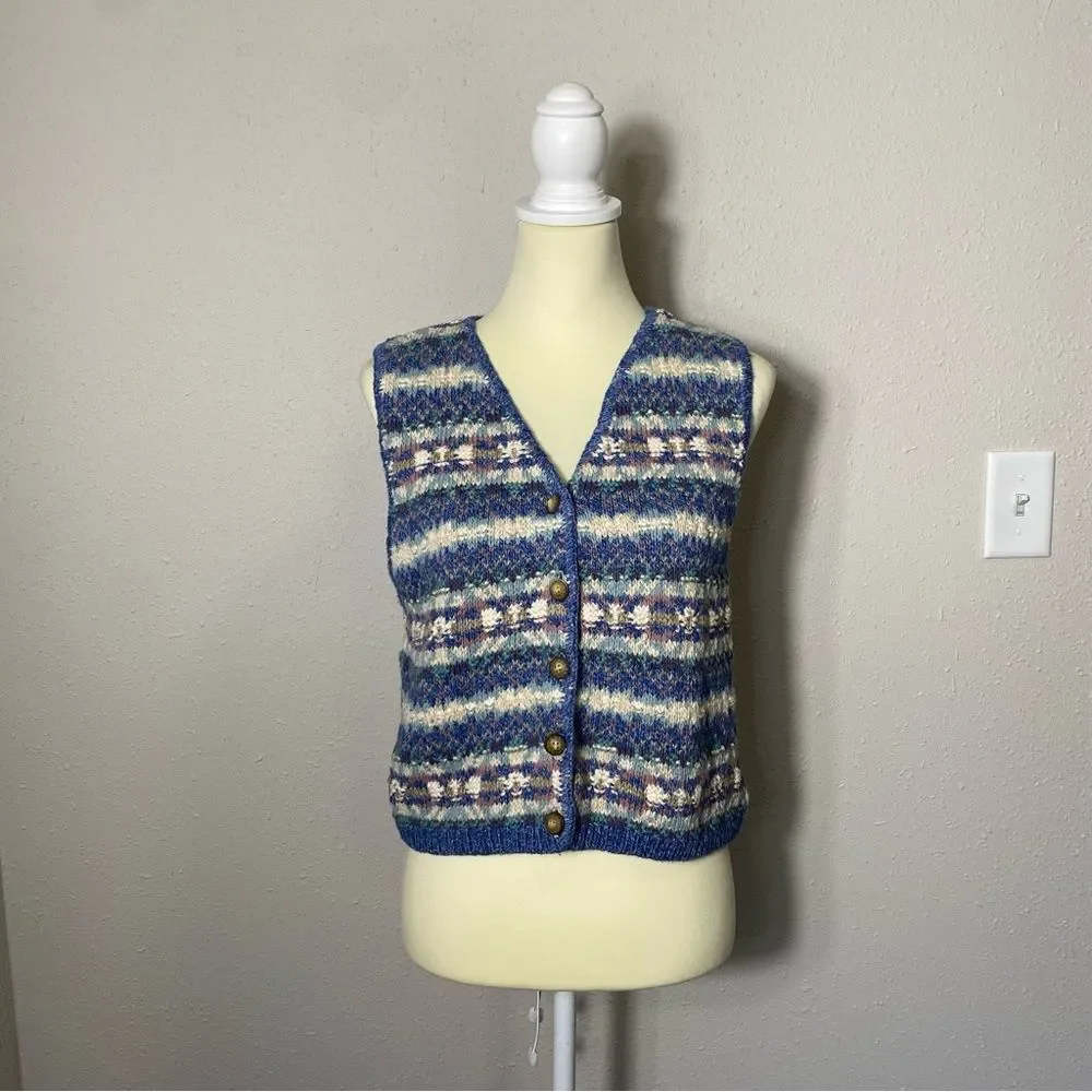 Vintage 90's L.L Bean Jacquard Fair Isle Knit Sweater Vest Women's Size Medium